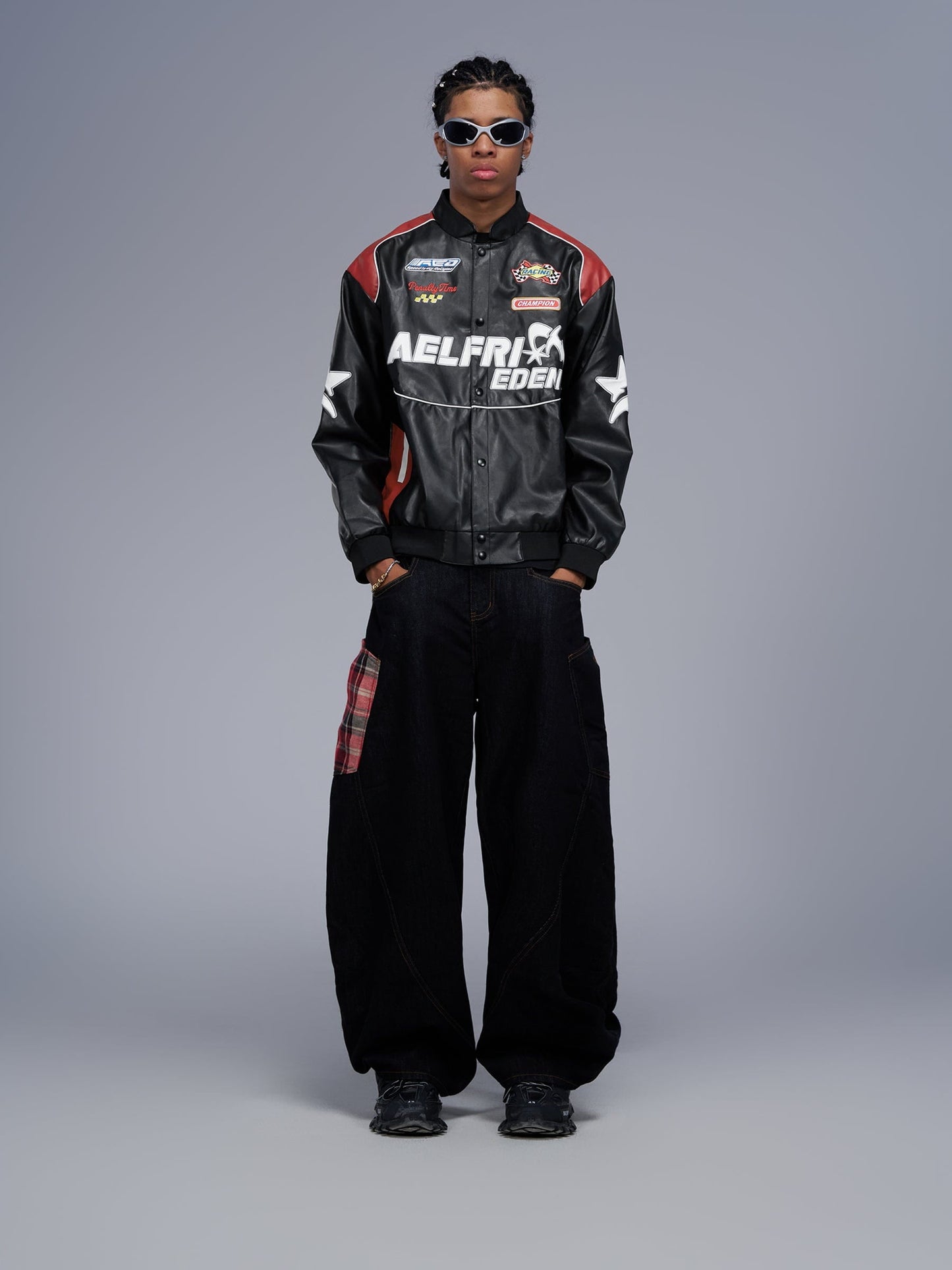 PuddleStack™ Patchwork Baggy Jeans