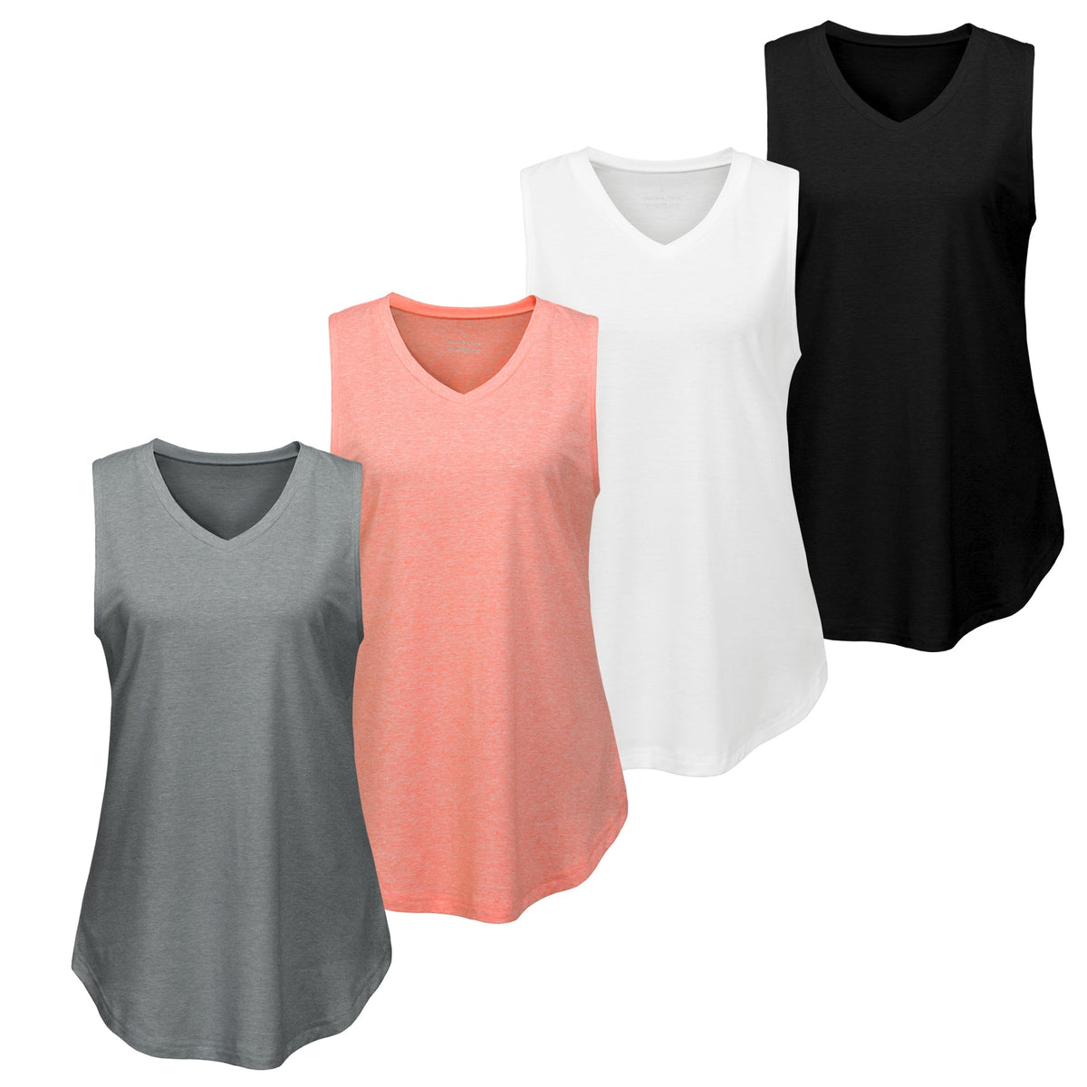 CurveEase V-Neck Tunic Tank Top - 4 Pack