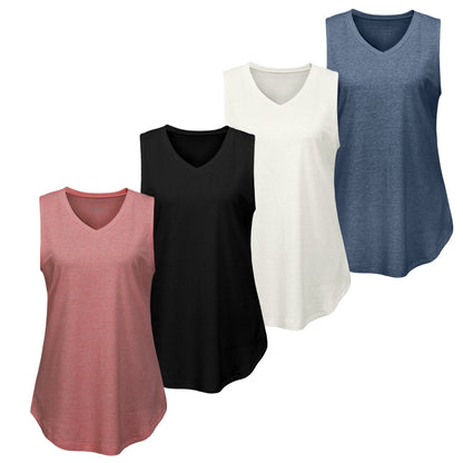 CurveEase V-Neck Tunic Tank Top - 4 Pack