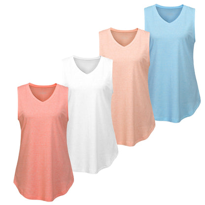 CurveEase V-Neck Tunic Tank Top - 4 Pack