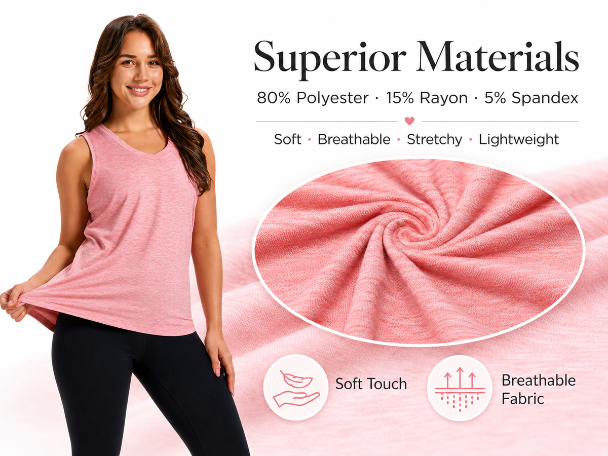 CurveEase V-Neck Tunic Tank Top - 4 Pack