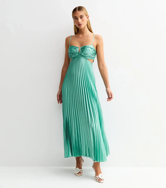 Blue Plisse Midi Dress